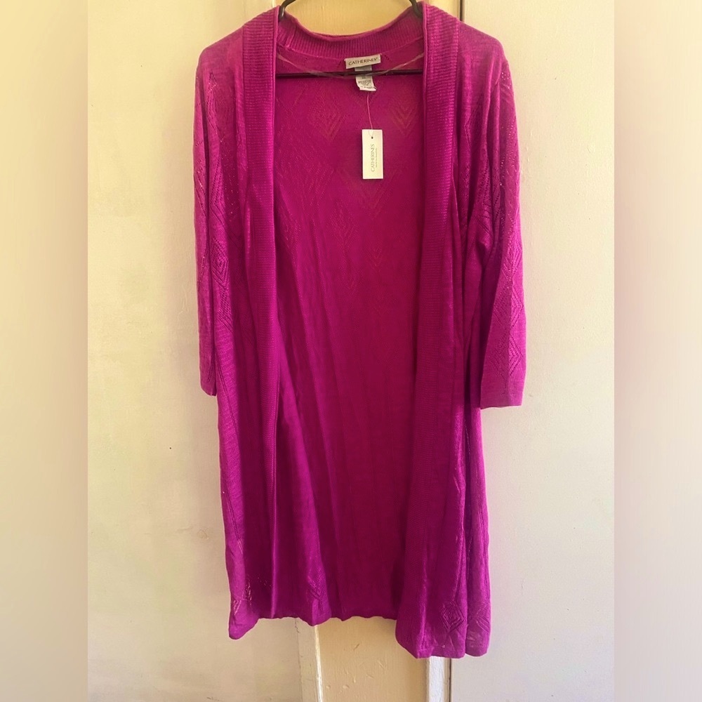 New!  Catherines Open Front Pointelle Cardigan sz 0X🎁